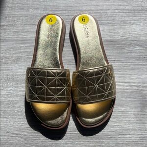 Michael Kors Metallic Gold Quilted Sandals